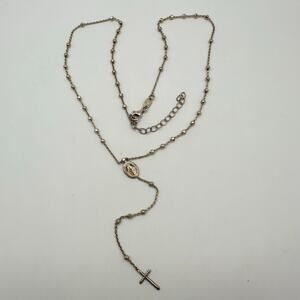 Dyadema Italian vintage 925 sterling silver beaded rosary cross necklace